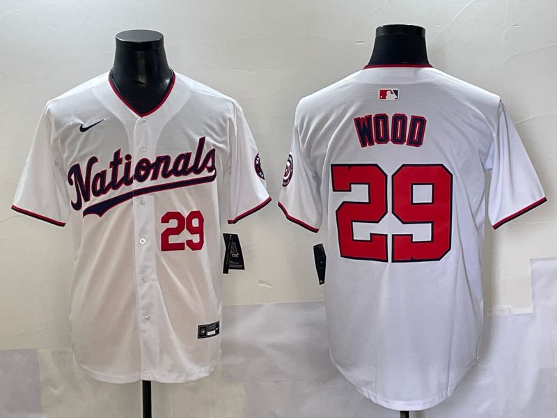 Men 2025 Washington Nationals #29 Wood White Game Nike MLB Jersey style 2
